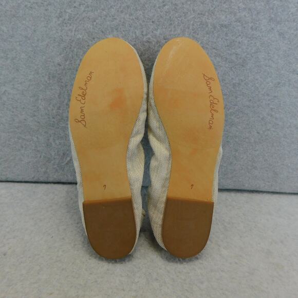 Sam Edelman Felicia Natural Gold Shimmery Linen Ballet Womens Size 7 Shoe - Picture 7 of 9